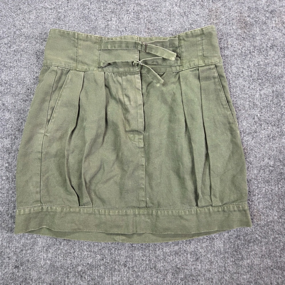Nili Lotan Army‎ Green Mini Military Pleasted Skirt Womens Size 4 Pockets Cotton